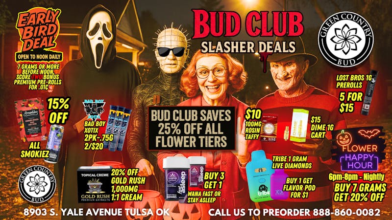 Green Country Bud - 91st & Yale Ave 🎃 Slash Your Total! 25%Off Flower+Horror Specials