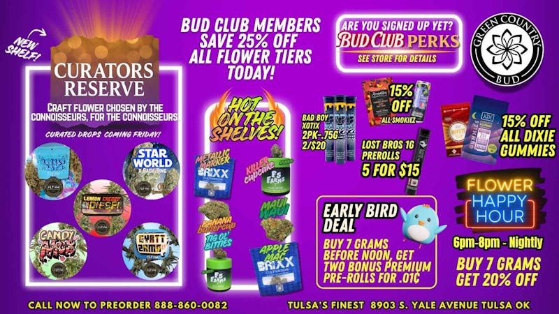 Green Country Bud - 91st & Yale Ave 💥 25% OFF All Flower – Bud Club Thursday!