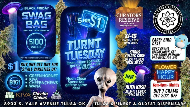 Green Country Bud - 91st & Yale Ave $1 Pre-Rolls & B1G1 Blowout