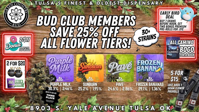 Green Country Bud - 91st & Yale Ave 🔥25% OFF All Flower + Early Bird Bonus Prerolls!