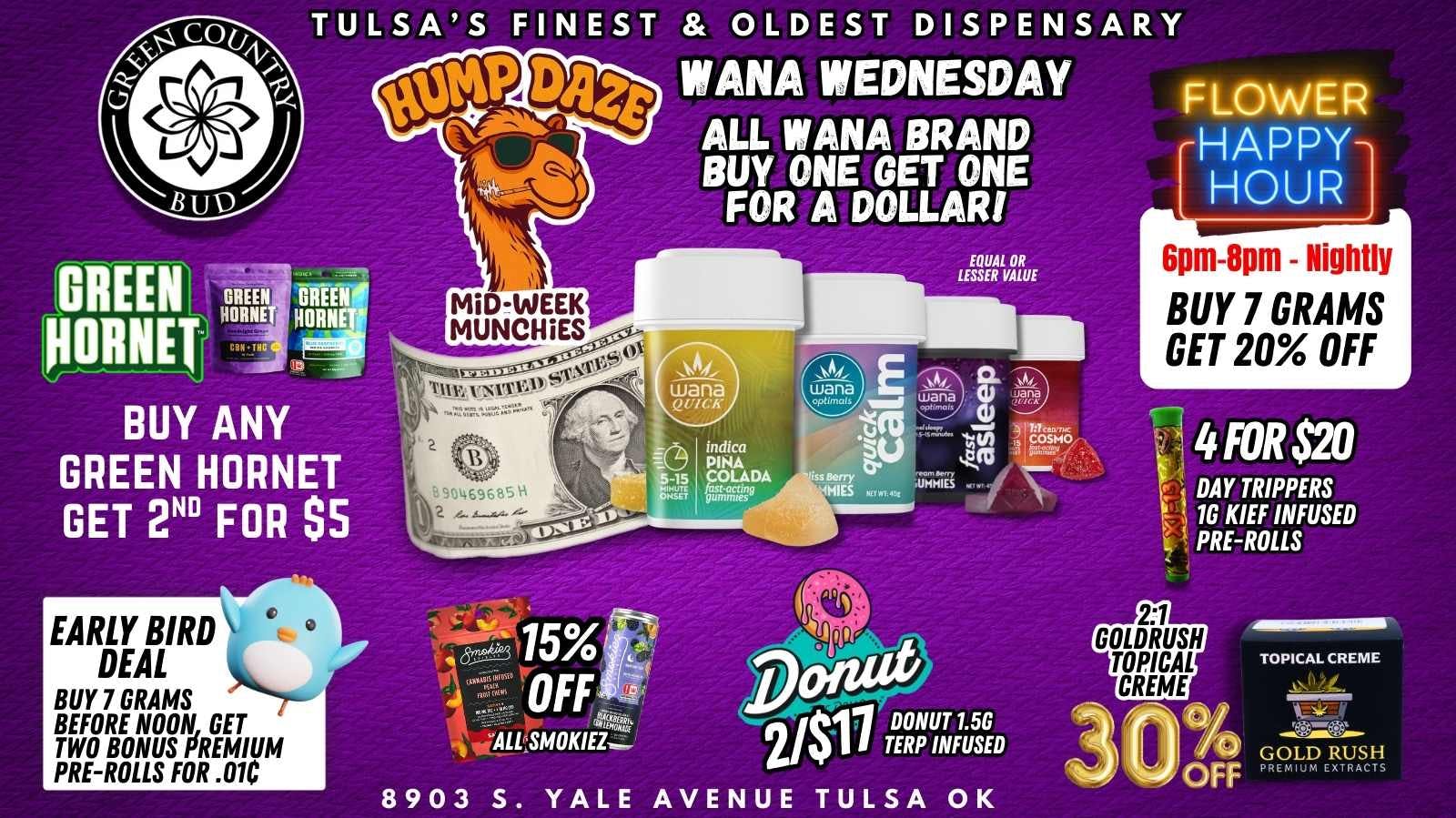 Green Country Bud - 91st & Yale Ave 🔥 WANA WEDNESDAY BOGO + HUMP DAZE DEALS