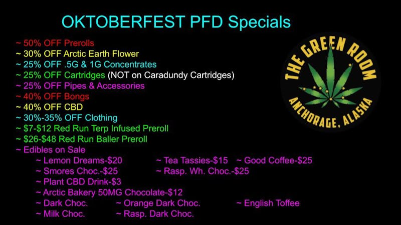 The Green Room AK OKTOBER-FEST PFD Specials