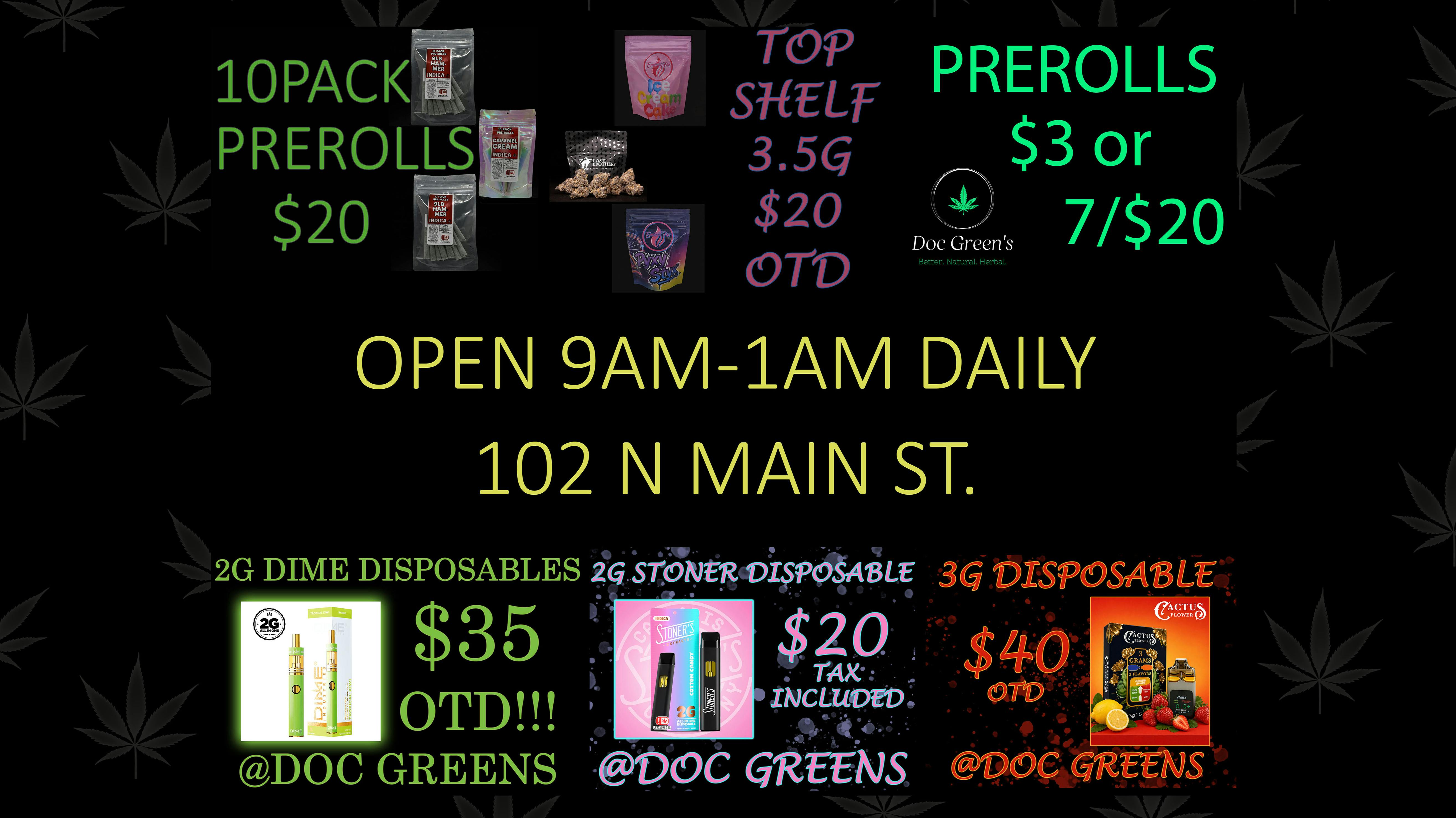 Doc Green's EVERDAY DEALS AT DOCS!!!