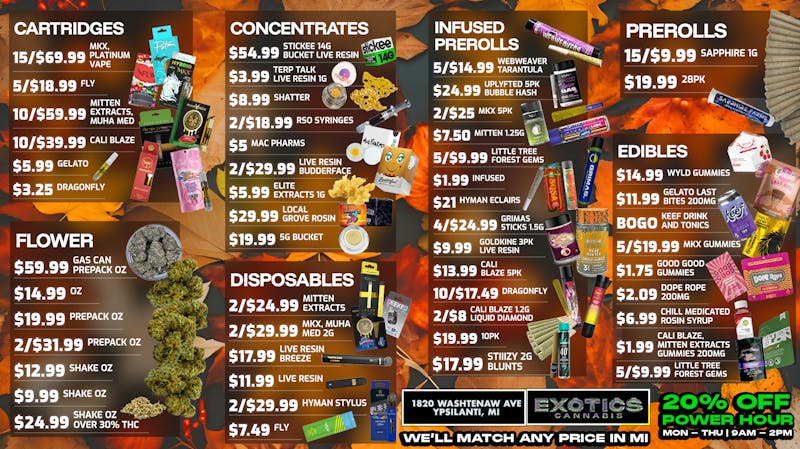 Exotics Cannabis - Ypsilanti Fall Into these EXOTIC DEALS!!!