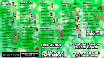 Exotics Cannabis - Ypsilanti ⚡ Power Hour 15% OFF + Ypsilanti's Best Deals