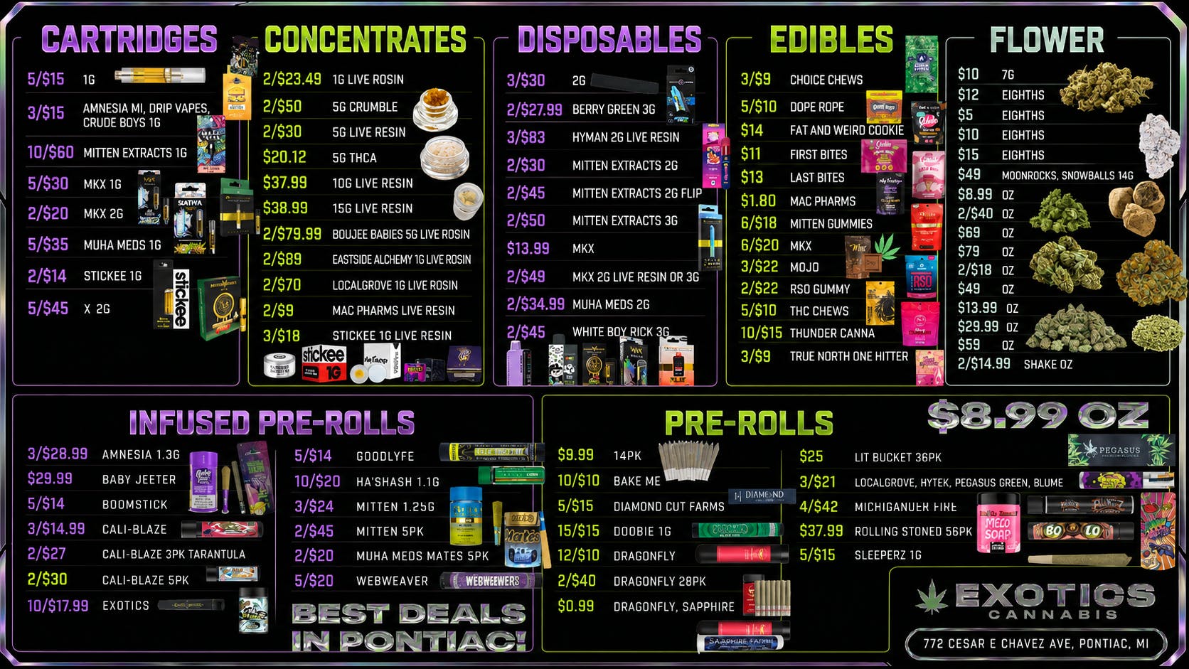 Exotics Cannabis - Pontiac NOW OPENED!! $8.99 BUD OZ🔥PONTIAC NOW OPEN🔥
