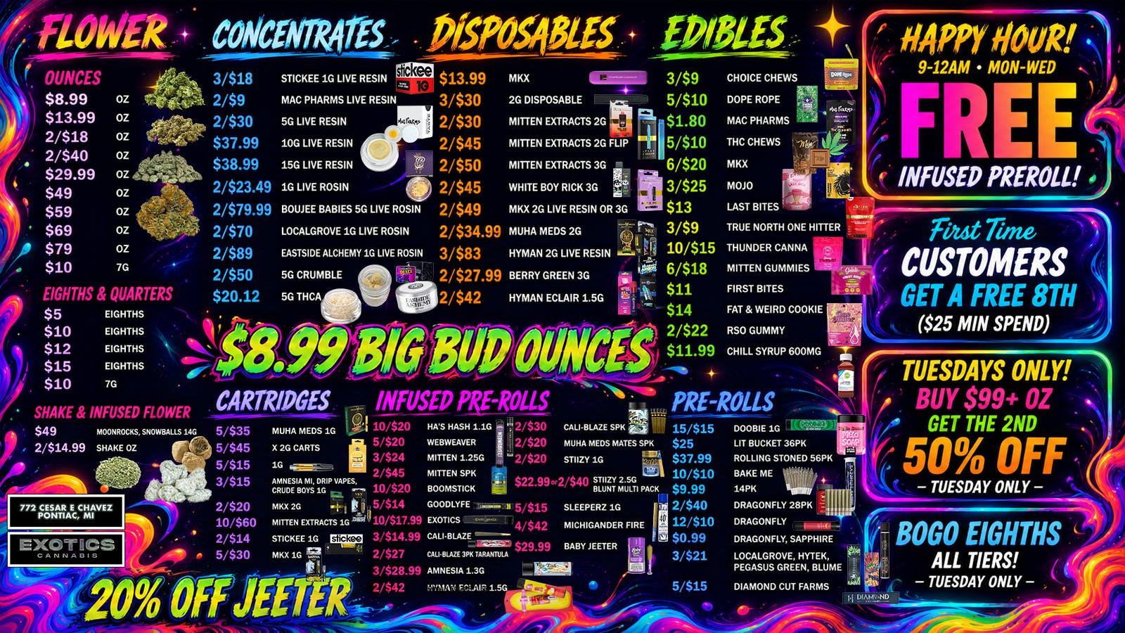 Exotics Cannabis - Pontiac NOW OPENED!! 🔥$1 BIG BUD OZ WITH $50 PURCHASE🔥PONTIAC🔥