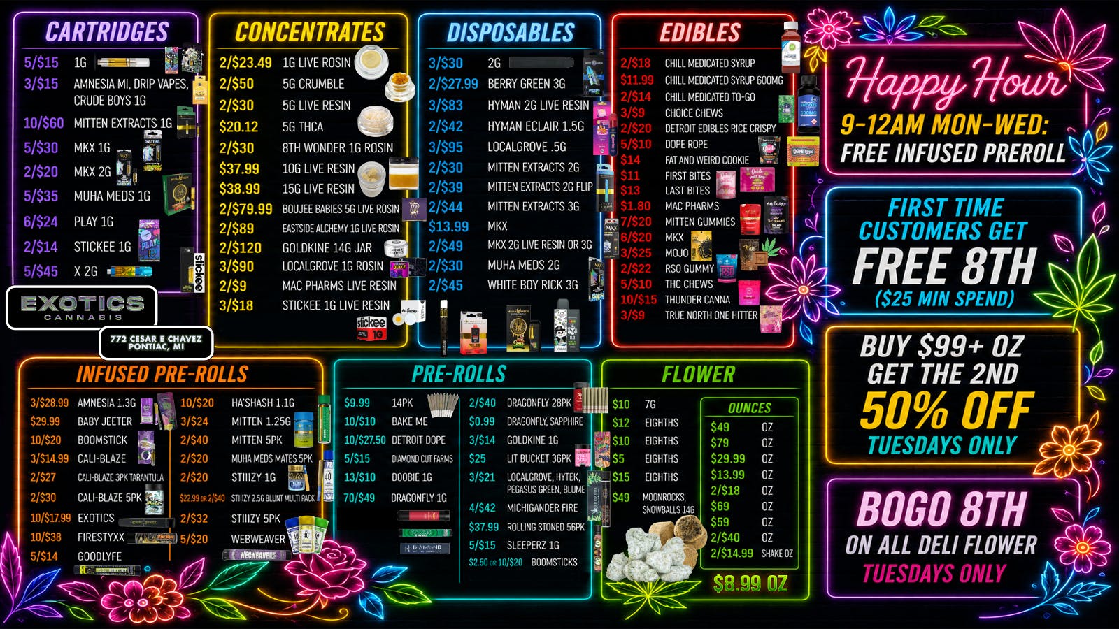 Exotics Cannabis - Pontiac NOW OPENED!! 🔥$1 BIG BUD OZ WITH $50 PURCHASE🔥PONTIAC🔥