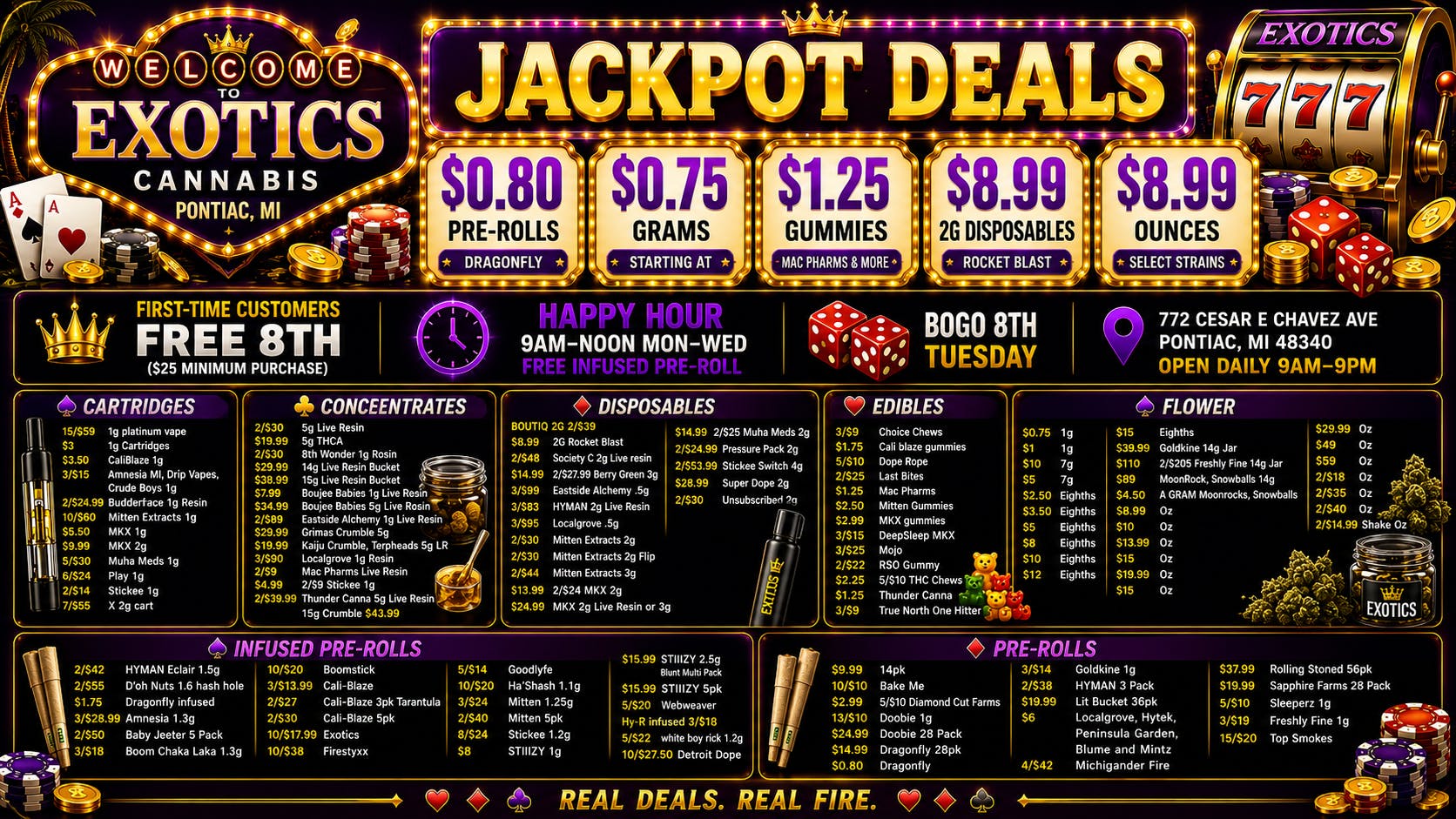 Exotics Cannabis - Pontiac NOW OPENED!! 🔥Up to 25% OFF DELI FLOWER | $3.99 BIG BUD OZ🔥