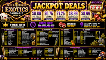 Exotics Cannabis - Pontiac NOW OPENED!! 🔥Up to 25% OFF DELI FLOWER | $3.99 BIG BUD OZ🔥