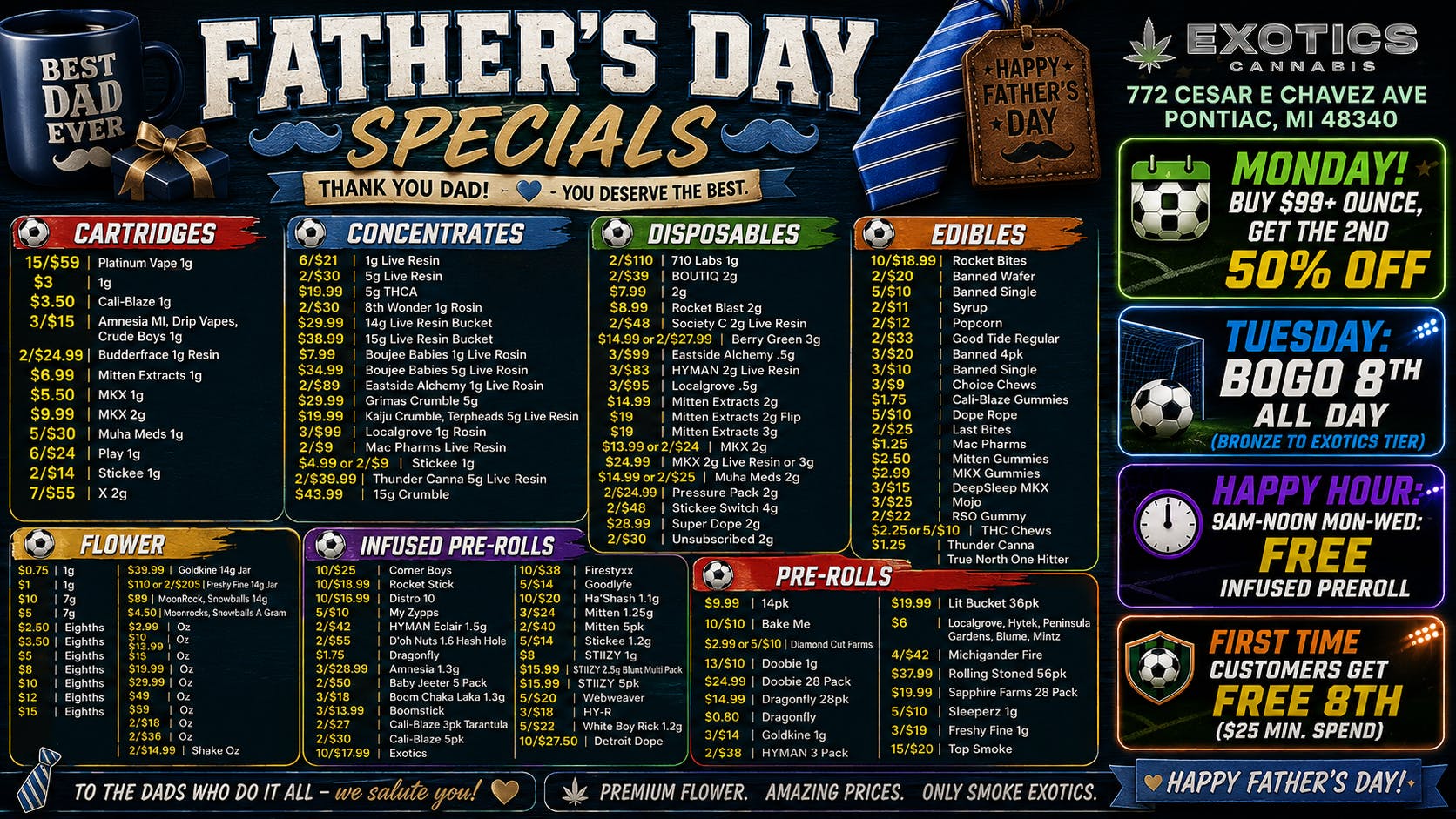 Exotics Cannabis - Pontiac NOW OPENED!! 🔥Happy Fathers Day Deals | $29.99 14G LR Bucket🍬