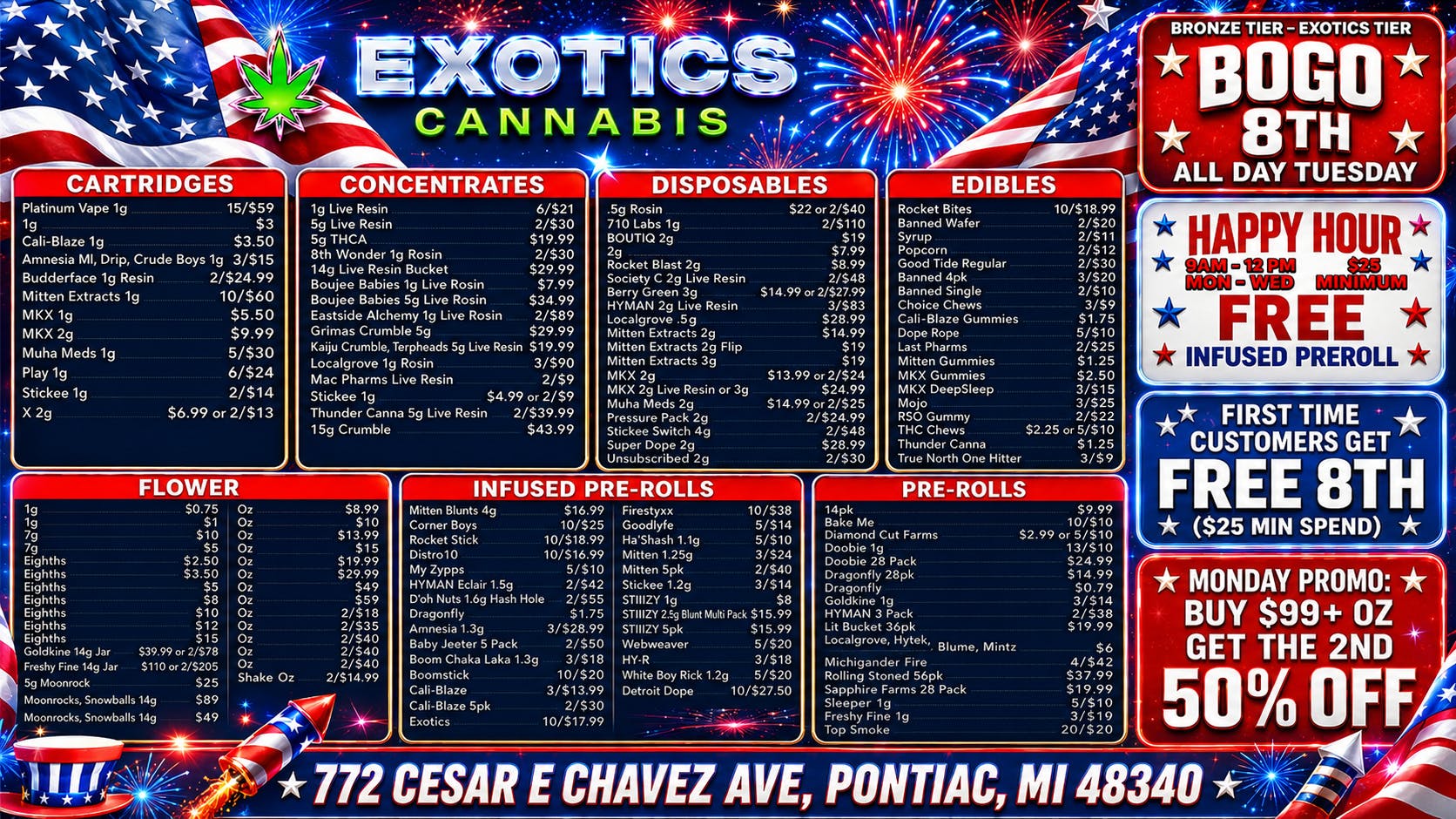Exotics Cannabis - Pontiac NOW OPENED!! 🔥Up to 30% OFF DELI🔥 | $29.99 14G LR Bucket🍬