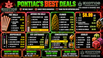Exotics Cannabis - Pontiac NOW OPENED!! $12.99 3g Disposable 🔥Up to 30% OFF DELI FLOWER🔥
