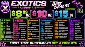 Exotics Cannabis - Pontiac NOW OPENED!! $7.99 1g ROSIN | 15/$59 PV CARTS | $7.99 2g AIO