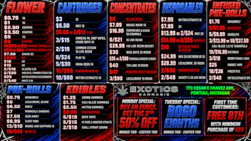 Exotics Cannabis - Pontiac NOW OPENED!! 🔥3/$60 BABY JEETER🔥 |🔥 UP TO 30% OFF DELI🔥
