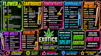 Exotics Cannabis - Pontiac NOW OPENED!! 🔥3/$60 BABY JEETER🔥 |🔥 2/$40 Seed Junky 3.5G 🔥