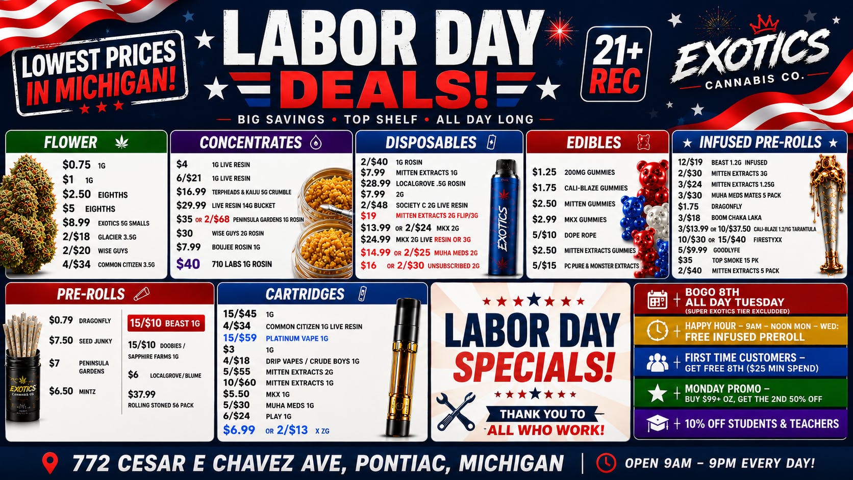 Exotics Cannabis - Pontiac NOW OPENED!! 🔥DEALS TO GOOD TO MISS🔥