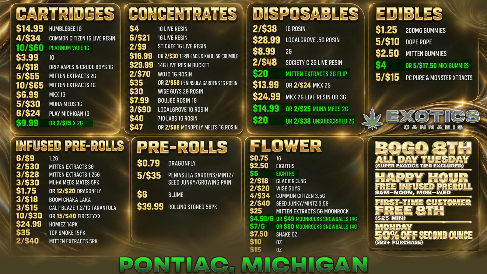 Exotics Cannabis - Pontiac NOW OPENED!! PONTIAC NOW OPEN!!!