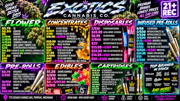 Exotics Cannabis - Pontiac NOW OPENED!! PONTIAC NOW OPEN | LOWEST PRICES | DAILY DEALS