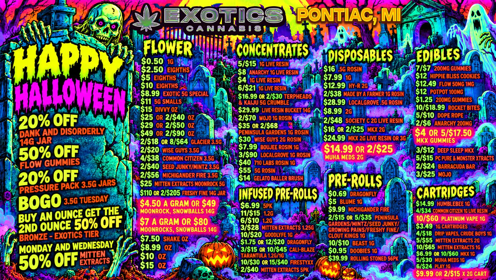 Exotics Cannabis - Pontiac NOW OPENED!! $4.95 BIG BUD OZ🔥50% OFF MITTEN EXTRACTS🔥