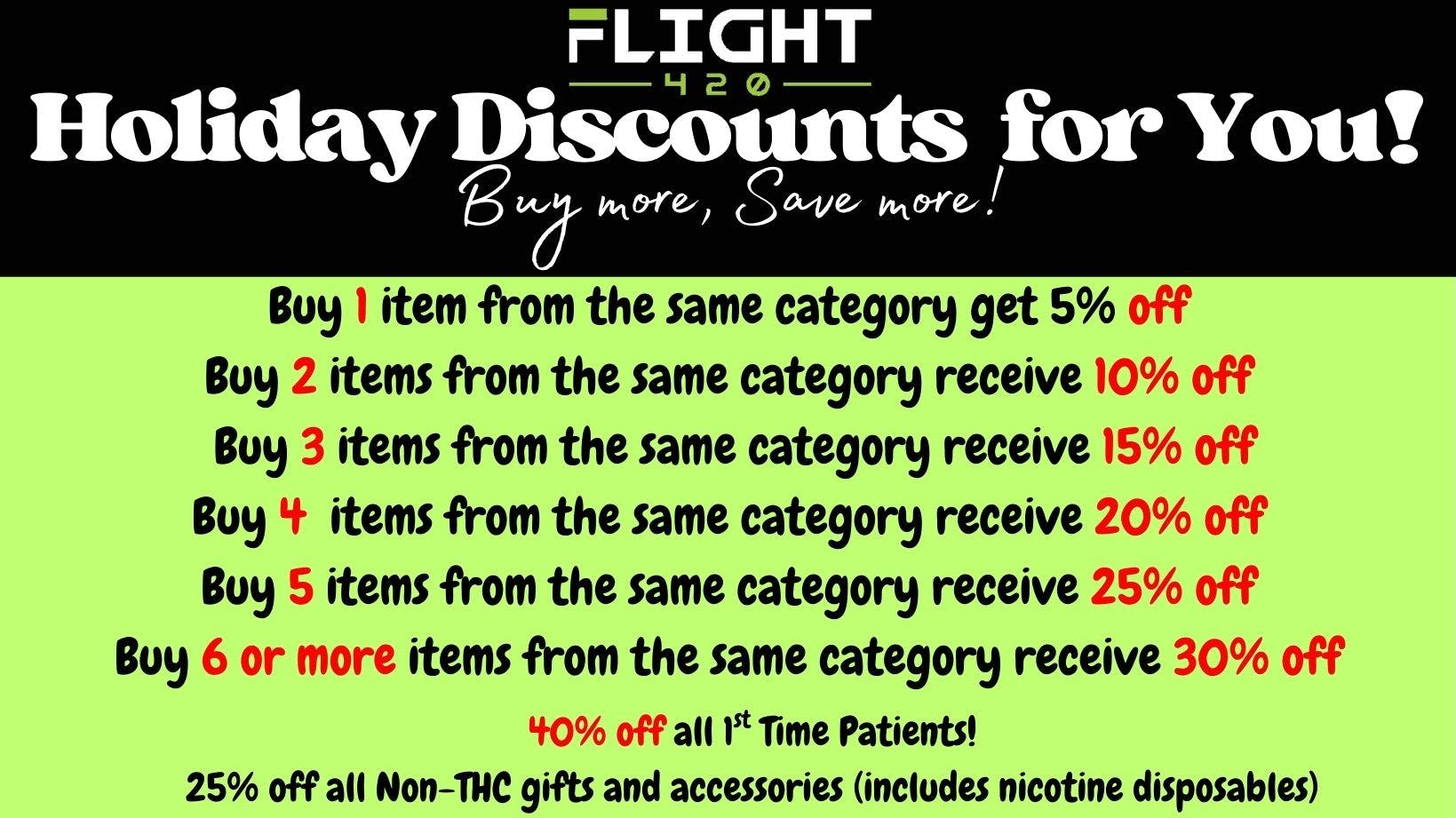 Flight 420 - West Siloam Springs Christmas Savings!! Buy More and Save more!!