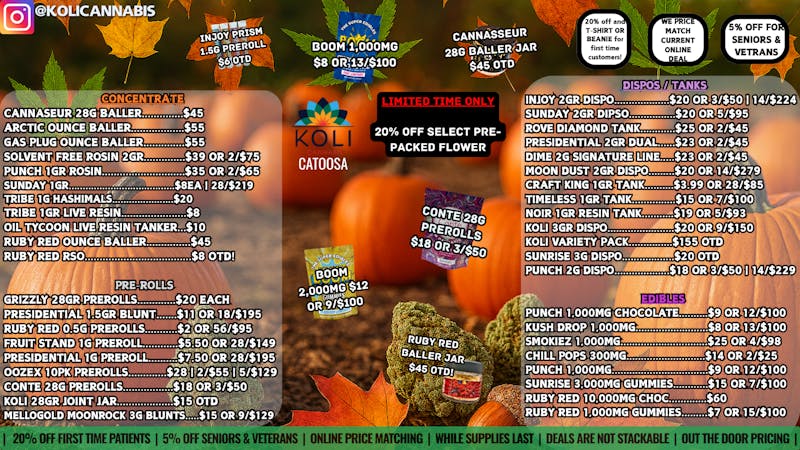 Koli Cannabis -Catoosa Spooky Deals!!!!
