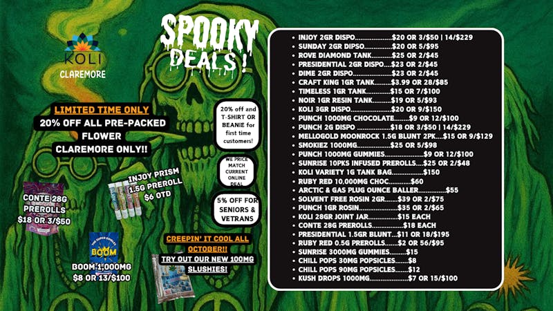 Koli Cannabis - West SPOOKIEST DEALS IN TOWN!!