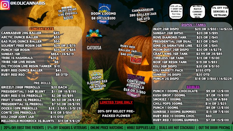 Koli Cannabis -Catoosa Spookiest Deals in Town!