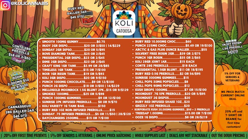 Koli Cannabis -Catoosa Harvest The Savings!