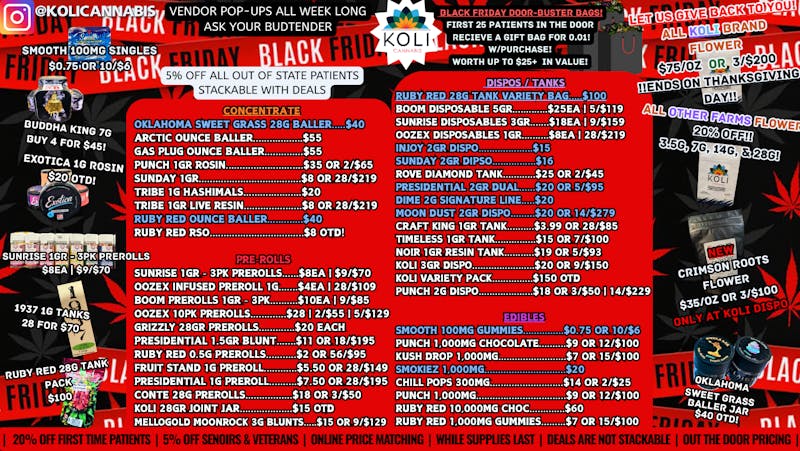 Koli Cannabis - Miami - Drive Thru BLACK FRIDAY BLOWOUT!