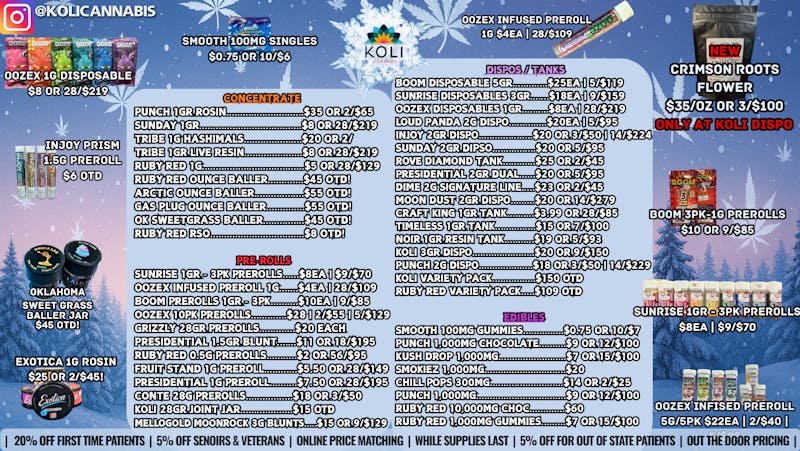 Koli Cannabis -Catoosa Wonderland Deals!