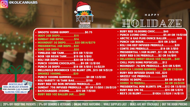 Koli Cannabis -Catoosa Merry Kushmas From Koli!