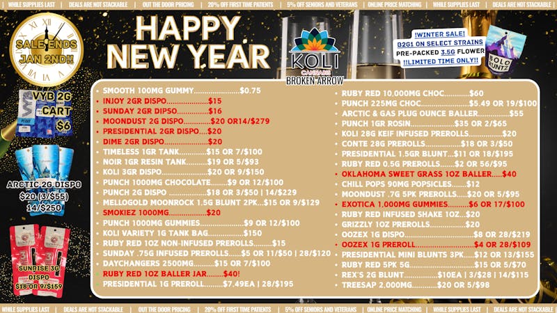 Koli Cannabis - Broken Arrow New Year, New Deals!