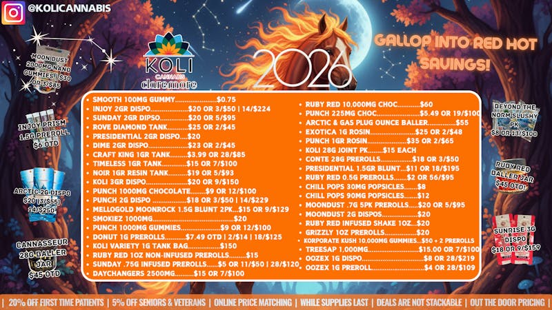 Koli Cannabis - West Gallop into Red Hot Savings!