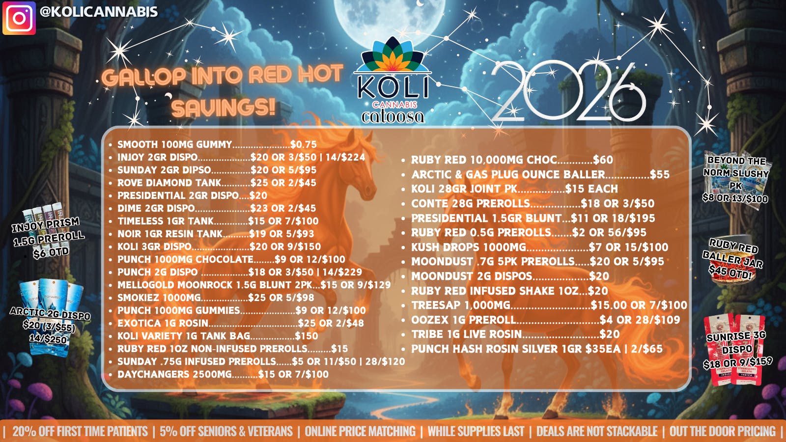 Koli Cannabis -Catoosa Gallop into Red Hot Savings!