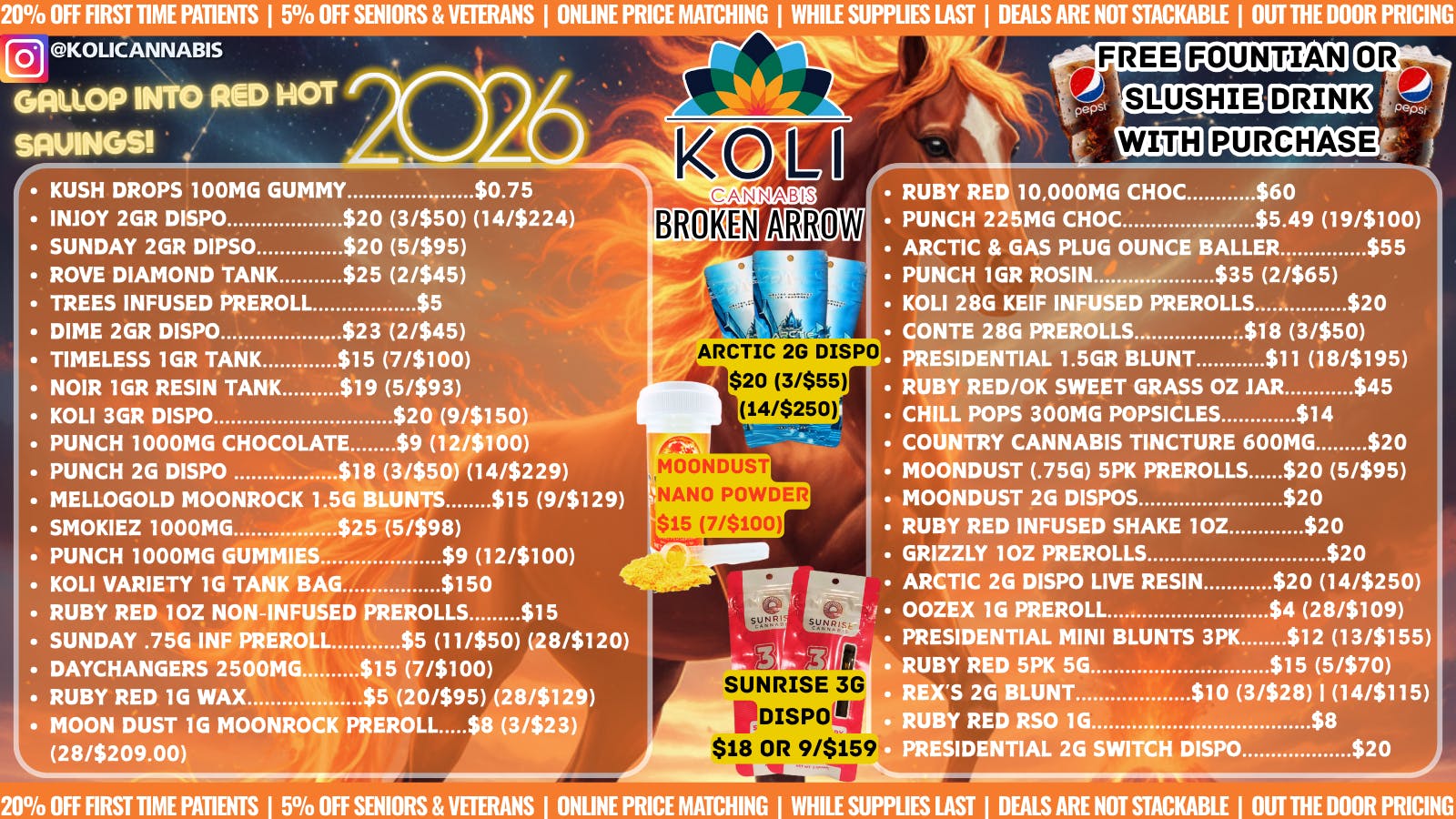 Koli Cannabis - Broken Arrow Gallop Into Red Hot Savings!