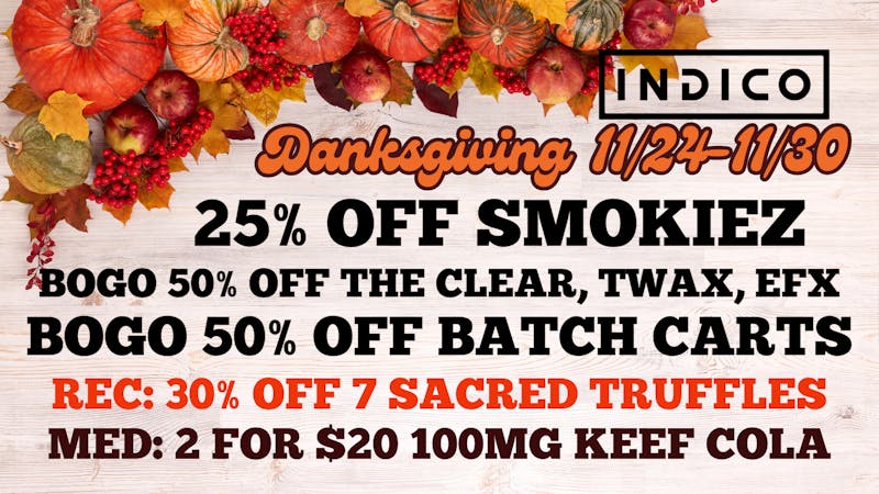 Indico DANKSGIVING AT INDICO 11/24-11/30