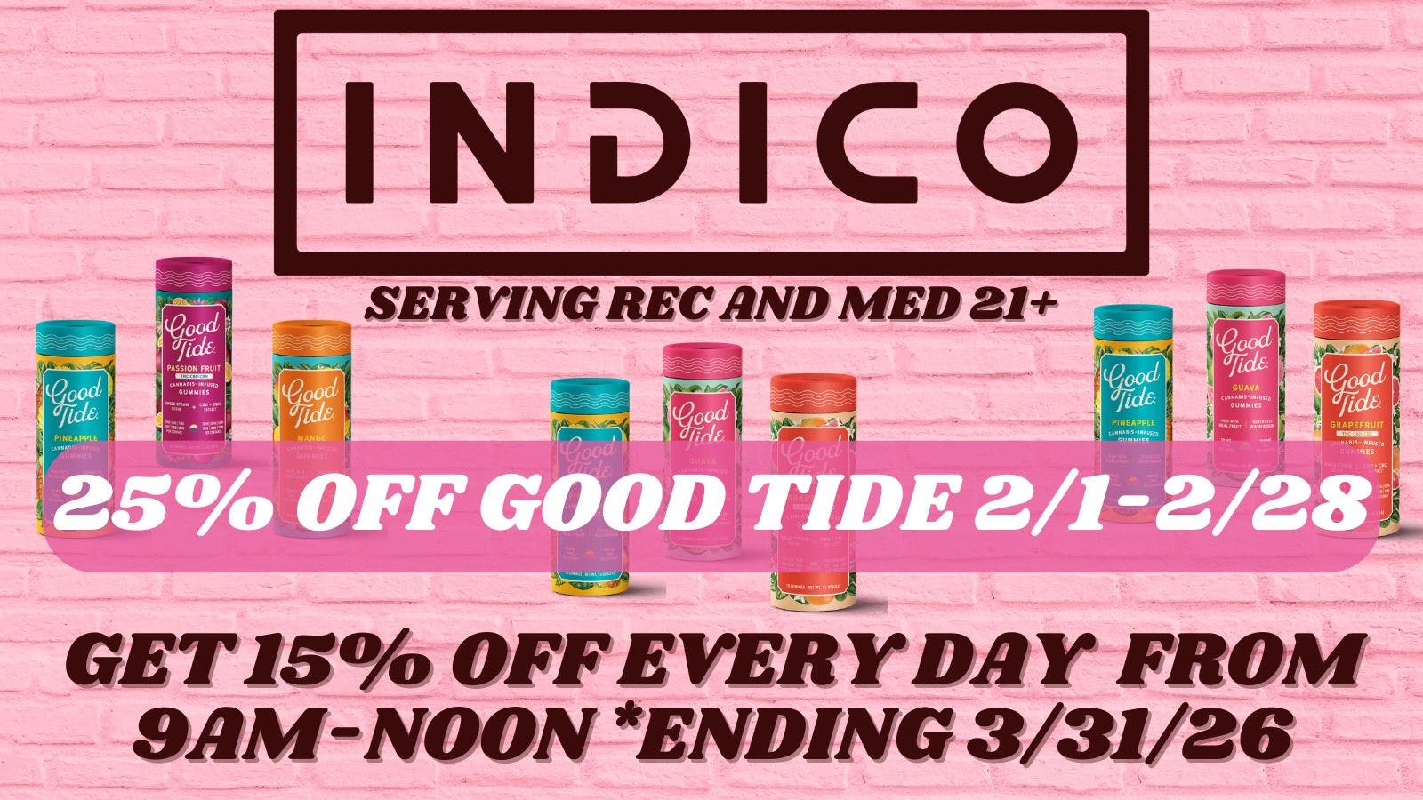 Indico 25% Off Good Tide All February & 15% Off 9am-12pm