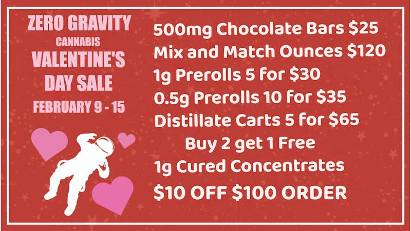 Zero Gravity Cannabis Be Mine Week Long Valentine's Sale!
