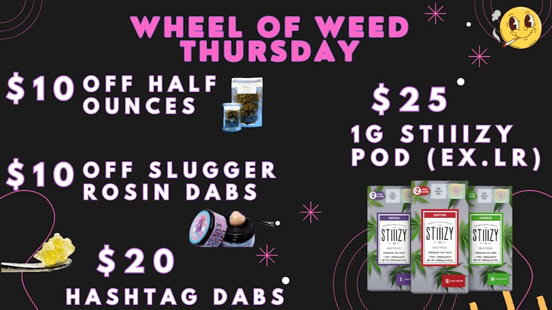 Herbal Pain Relief Center WHEEL OF WEED THURSDAY!