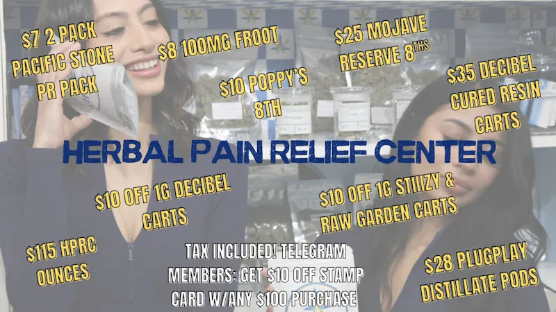 Herbal Pain Relief Center $10 POPPY'S 8TH & $28 1G PLUGPLAY PODS