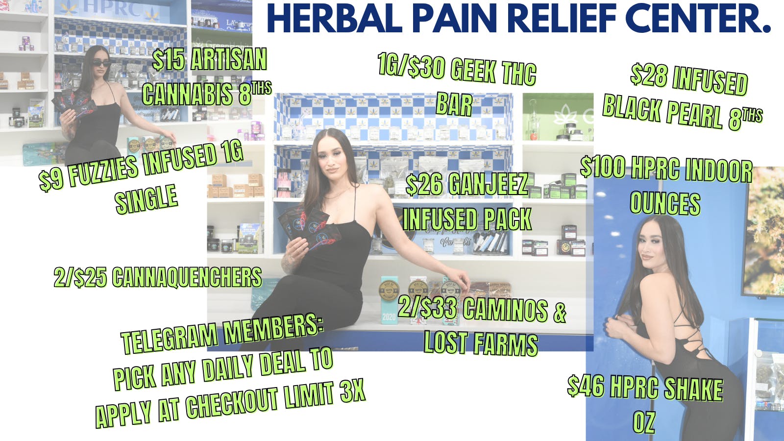 Herbal Pain Relief Center 1G/$30 GEEK THC BAR, $100 HPRC INDOOR OUNCES