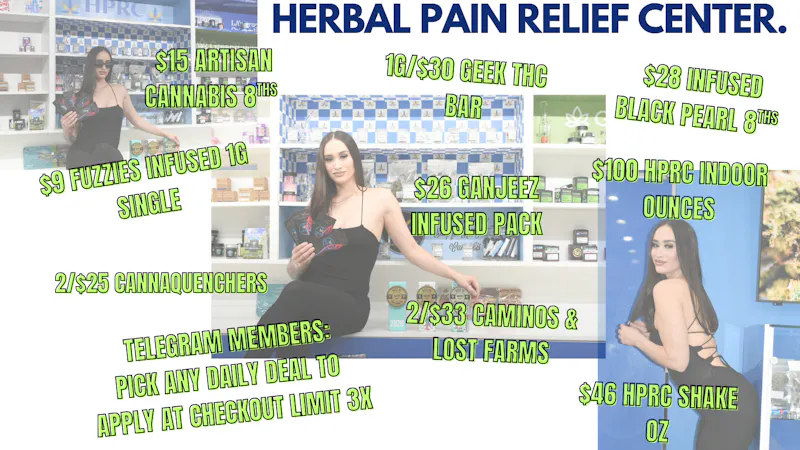 Herbal Pain Relief Center 1G/$30 GEEK THC BAR, $100 HPRC INDOOR OUNCES