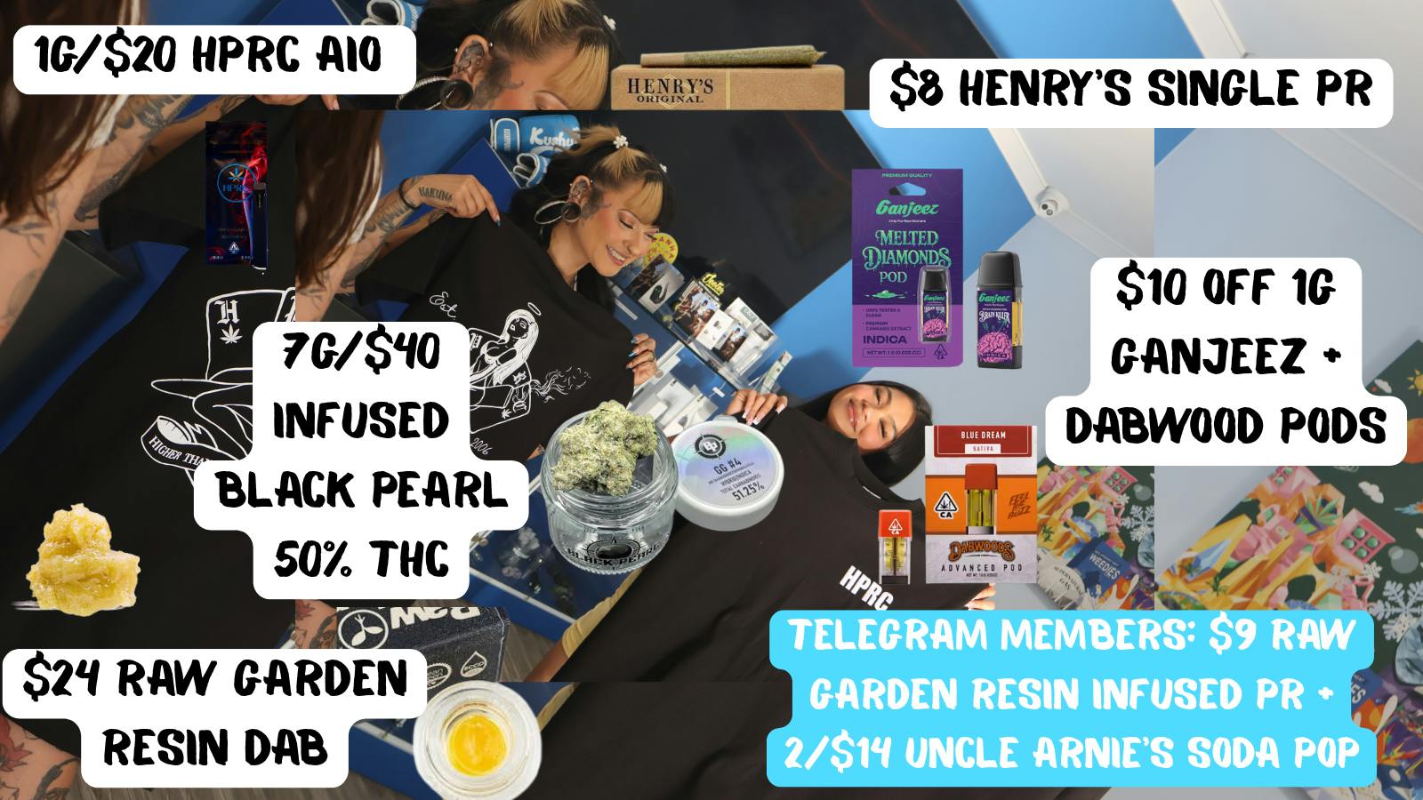 Herbal Pain Relief Center $10 OFF 1G GANJEEZ + DABWOOD PODS, 1G/$20 HPRC AIO