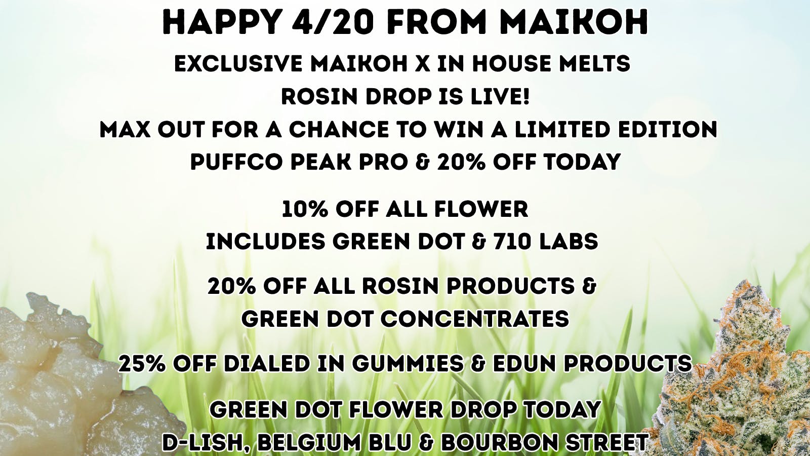Maikoh Holistics - Denver 420 Deals & Exclusive IN HOUSE Rosin drop 20% OFF