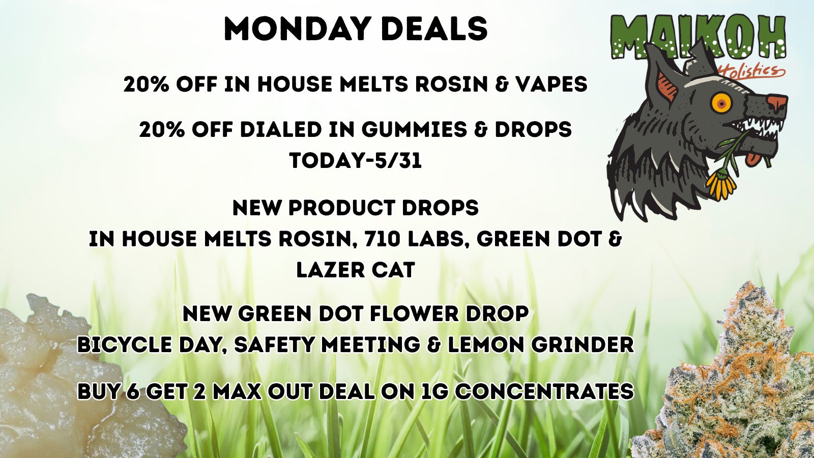 Maikoh Holistics - Denver 20% Off In House Melts Rosin & Dialed In Gummies