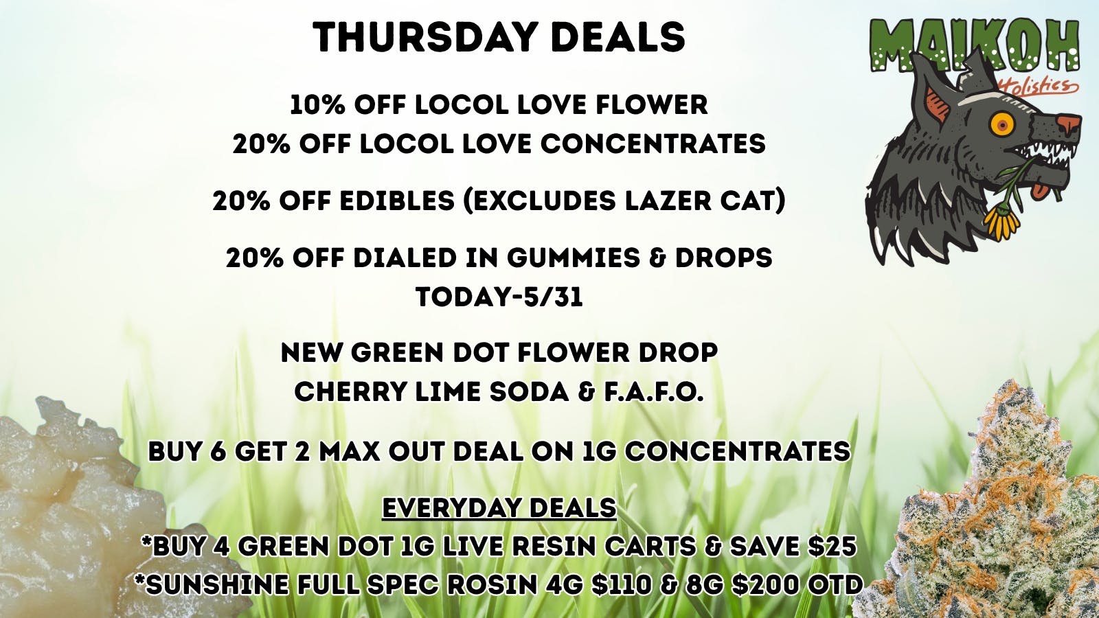 Maikoh Holistics - Boulder 10% Off Locol Love Flower & 20% Off Dialed In