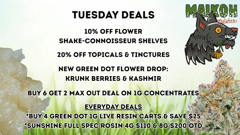Maikoh Holistics - Denver 10% Off Flower Shake-Connoisseur Shelves