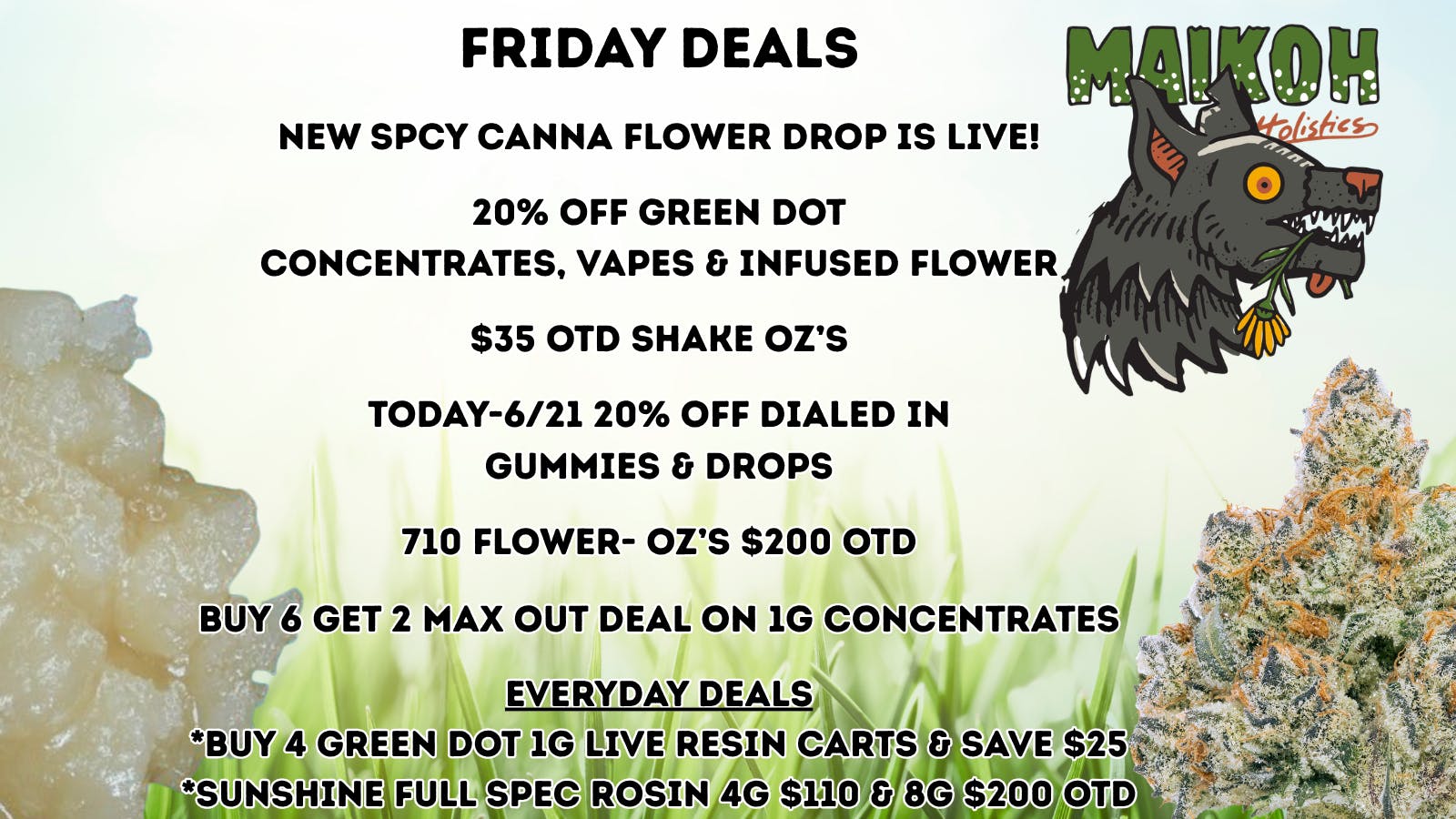 Maikoh Holistics - Boulder 20% Off Green Dot Concentrates & Dialed In