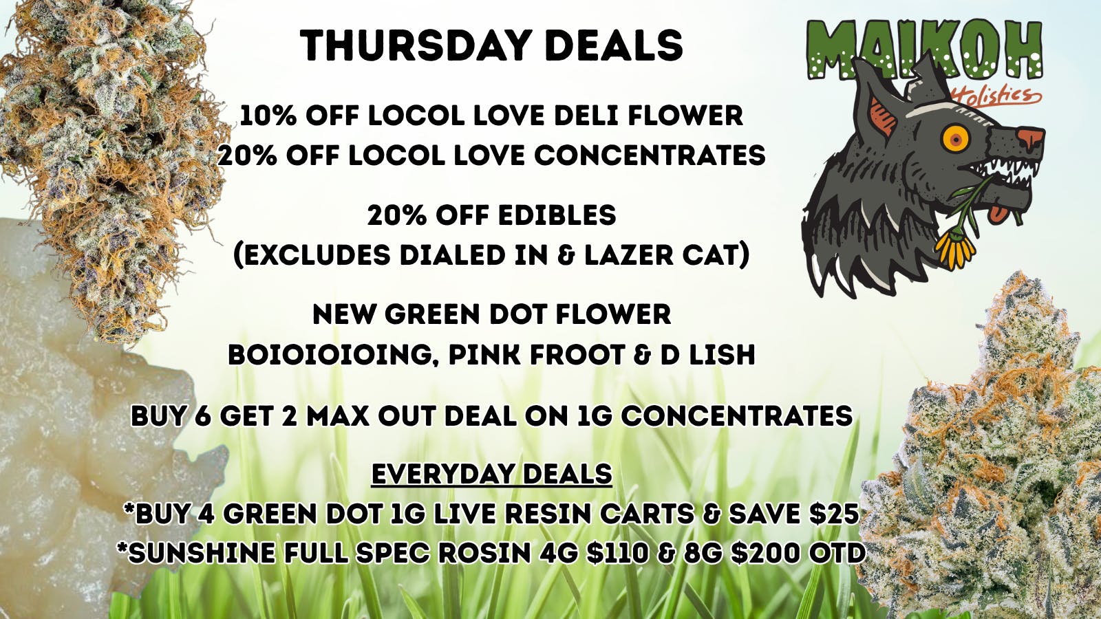 Maikoh Holistics - Denver 10% Off Locol Love Flower & 20% Off select Edibles